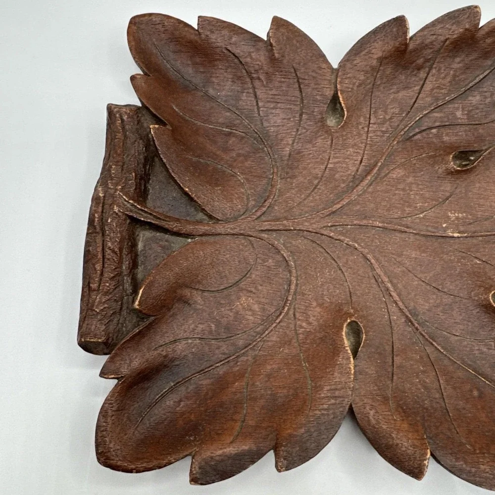 Vintage Syroco Wood Leaf Decorative Tray‎ with Handles Fall Holiday
